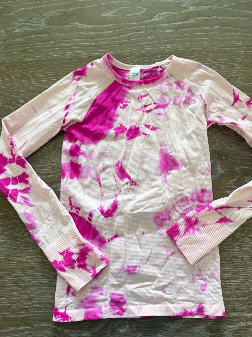 Girls Ivivva by Lululemon pink/white tie dyed long sleeve top shirt size 10